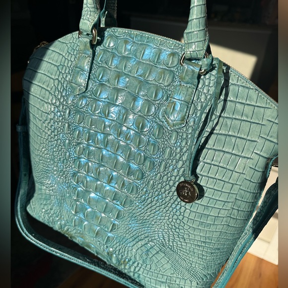 Black Friday Special Today Only $200! NEW Large Teal Satchel Brahmin Leather Bag - Picture 14 of 15